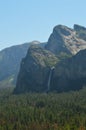 Wonderful Views Of Some Impressive Cascades From The Highest Part Of One Of The Mountains Of Yosemite National Park. Nature Travel Royalty Free Stock Photo