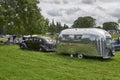 A wonderful Vintage car and Streamliner caravan pair, being shown and demonstrated at the Strathmore Vintage Vehicle Show. Royalty Free Stock Photo