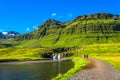 Wonderful waterfal Kirkjufellsfoss in Iceland in Autumn colors