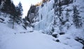 a wonderful waterfall of ice and the deep canyon Royalty Free Stock Photo