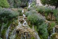 Wonderful Waterfalls With Silk Effect Of A Crystalline Greenish Water In Orbaneja Del Castillo. August 28, 2013. Orbaneja Del