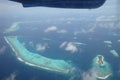 Wonderful waterplane view to Maldivian atoll Royalty Free Stock Photo