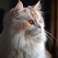 Wonderful white long haired cat with big orange eyes