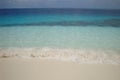 Background white sand beach and ocean with glassy water with different shades of blue