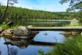 Wonderful, wide landscape on a lake in Varmland / Sweden on a summer day