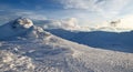 Wonderful winter landscape on a sunny day. Unreal, fantastic, mystical, frozen texture with frost, ice and snow.