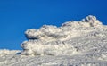 Wonderful winter landscape on a sunny day. Unreal, fantastic, mystical, frozen texture with frost, ice and snow.