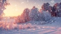 Wonderful winter morning landscape in sunrise Royalty Free Stock Photo