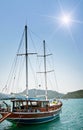 Wonderful yachts in the bay. Turkey. Kekova.