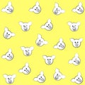 Wonderful yellow background with smiling little pigs