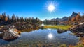 Wonderfull autumn view of Lake Federa in Dolomites