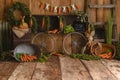 Wonderfull Easter Carrots and cute decorations Spring with vintage brown wood