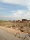 A wonderfull view of hill stone in a mountain with field