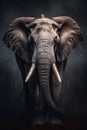 wonderfully colored full-body picture of an African elephant in front of a dark background