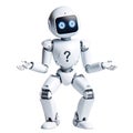 Wondering Robot Character with Question Mark Display, AI Thinking Concept Royalty Free Stock Photo