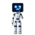 Wondering Robot Character with Question Mark Display, AI Thinking Concept Royalty Free Stock Photo
