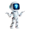 Wondering Robot Character with Question Mark Display, AI Thinking Concept Royalty Free Stock Photo