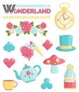 Wonderland magic dream illustrations set Royalty Free Stock Photo