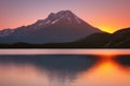 Wonderous mountain and lake sunset