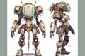 Wondrous futuristic sci-fi humanoid robot in battle suit character design.