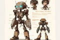 Wondrous futuristic sci-fi humanoid robot girl in battle suit character design. Royalty Free Stock Photo