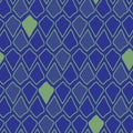 Wonky diamond pattern looks like dragon scales, seamless repeat vector blue