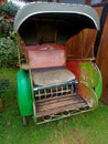 Wonogiri, indonesia - February 8, 2023 : old unused.used rickshaw