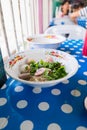 Wonton soup , dry noodle without soup Royalty Free Stock Photo