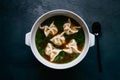 Wonton soup originating from northern China captured in foodgraphy