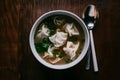 Wonton soup originating from northern China captured in foodgraphy