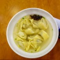 Wonton soup - Wonton, a type of Chinese dumpling filled with minced meat, usually pork. Royalty Free Stock Photo