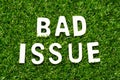 Wood letter in word bad issue on green grass background Royalty Free Stock Photo
