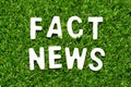 Wood letter in word fact news on green grass background Royalty Free Stock Photo