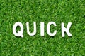 Wood letter in word quick on green grass background Royalty Free Stock Photo