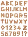 Wood alphabet and numbers set Royalty Free Stock Photo