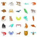 Wood animals icons set, cartoon style Royalty Free Stock Photo