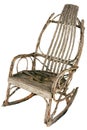 Wood antique rocking chair isolated. Amish style from the 1920 to 1930s. Worn broken weathered. Royalty Free Stock Photo