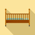 Wood baby bed icon, flat style