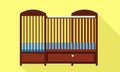 Wood baby crib icon, flat style