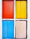 Colorful wooden window, old wood door, Royalty Free Stock Photo