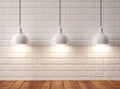 Wood background floor space interior texture lamp blank wall room building design home frame white light brick Royalty Free Stock Photo