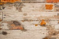 Wood background with grunge texture of old boards, rustic floor with peeling brown red paint, polished planks, close up Royalty Free Stock Photo