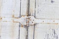 Wood backgrounds Old door from darkened boards with archaic iron plates