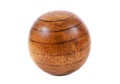 Wood ball isolated on white background. Round pinewood ball isolated. Rain tree wooden ball isolated