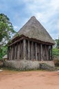 Wood and bamboo temple called Achum at traditional Fon`s palace in Bafut, Cameroon, Africa Royalty Free Stock Photo