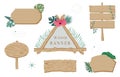 Wood banner collection of safari.Editable vector illustration for birthday invitation,postcard and sticker