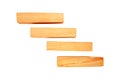 Wood bar pieces on isolated background. Descent horizontal wooden bars as concept of kids development toy, construction or