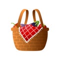 Wood basket with fresh vegetables for bbq or picnic time