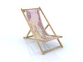 Wood beach chair with dirham united arab emirates banknote