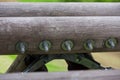 Wood beams connected by metal and nut Royalty Free Stock Photo